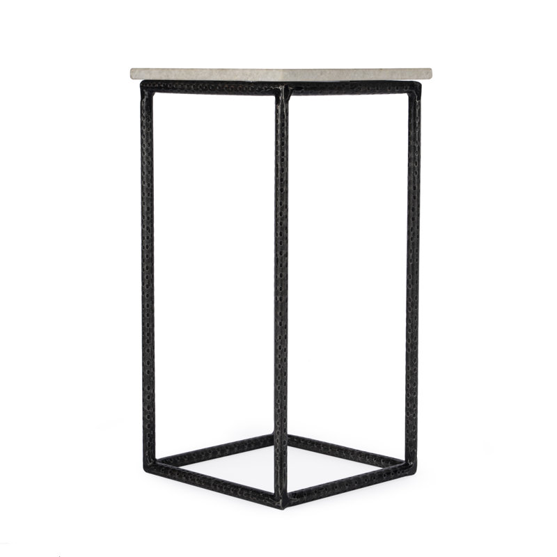 Mabel Marble and Hammered Iron Side Table