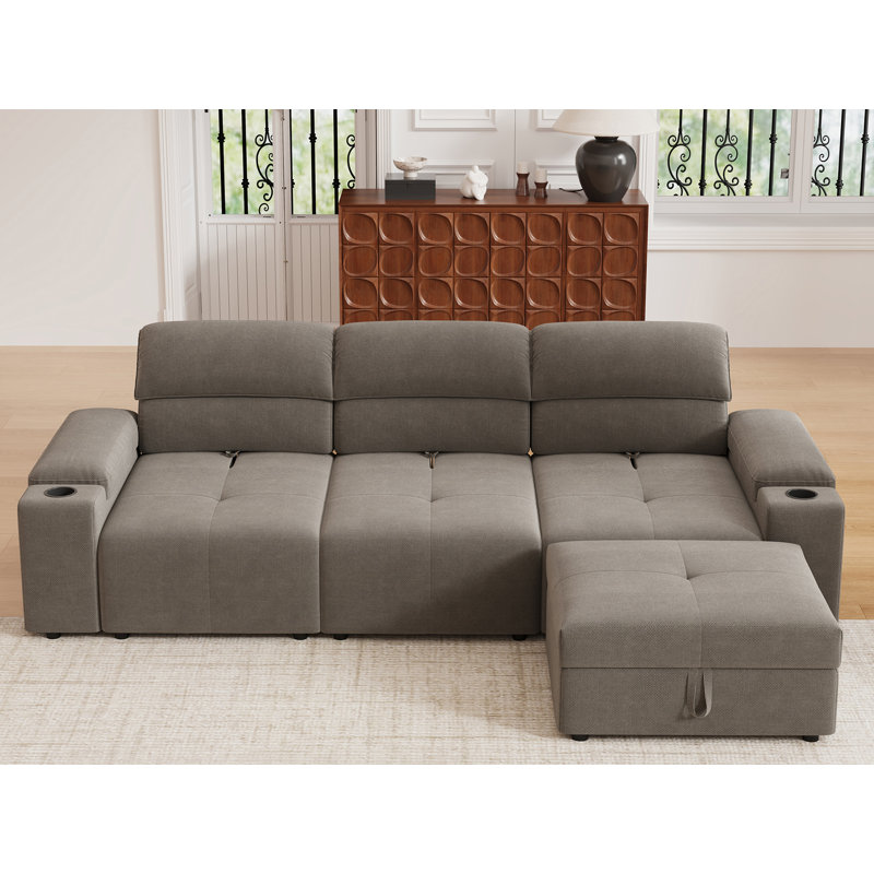 Canapé modulaire en L Upholstered Furniture, Polyester brun