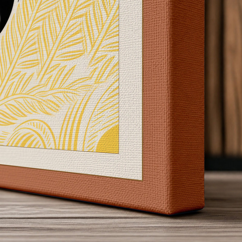 Stretching Tiger Japandi - Wrapped Canvas, 18x12 - 45.7 x 30.5 cm, Terracotta Border