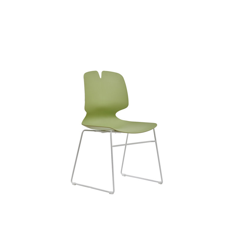 Ensemble de 4 chaises de bureau modernes empilées en polypropylène vert et gris avec capacité de charge de 180 kg, Vert