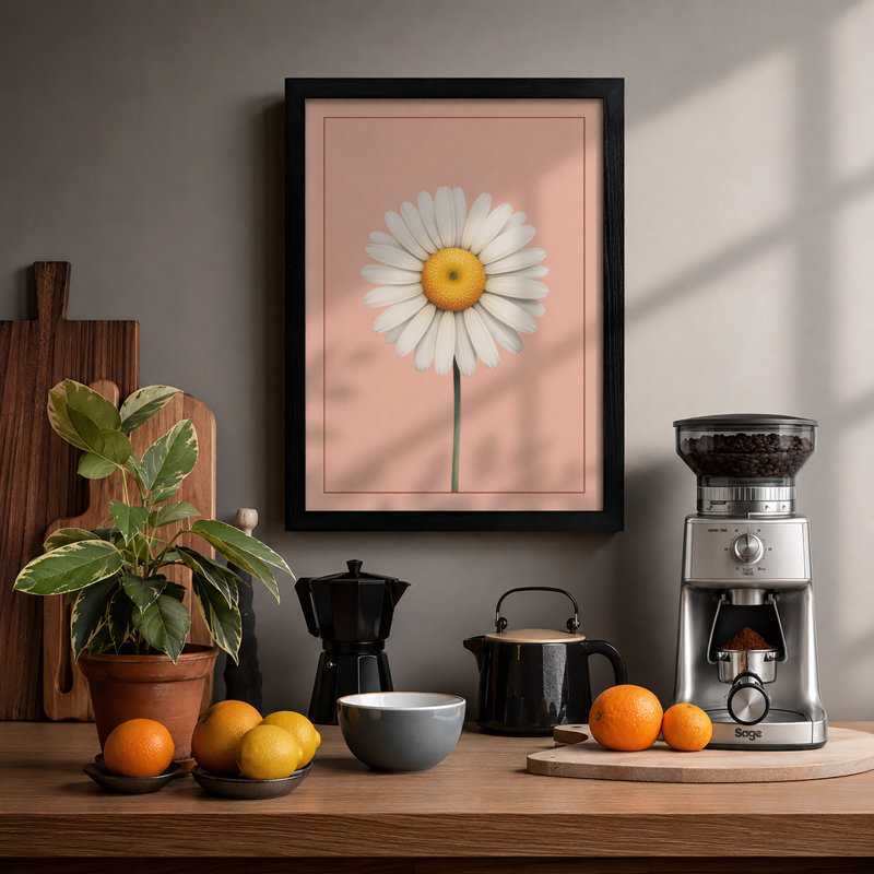 Daisy Study Botanical Framed Art Print, Black, A3 - 42.0 x 29.7 cm