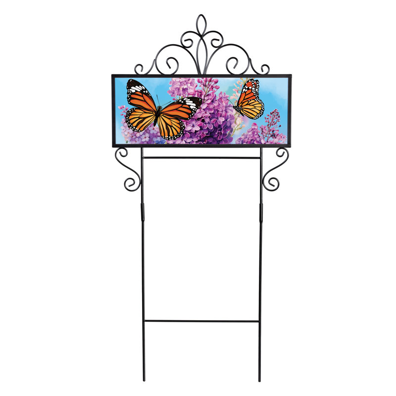 Enseigne de jardin horizontale lilas et papillon en PVC, 20 po x 8 po