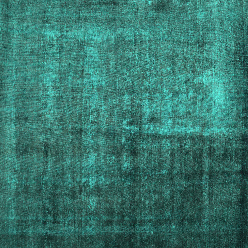 Tapis abstrait bleu / vert tissé à la machine, Carré 8 pi