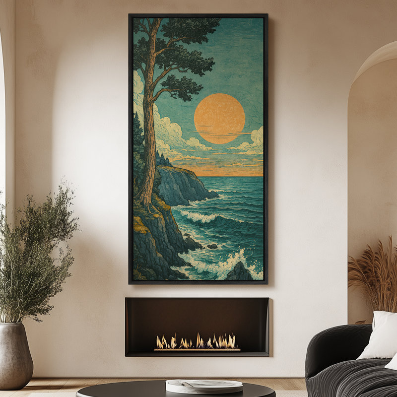 Reproduction d'art sur toile encadrée rétro, Noir, H 60 po x l 30 po
