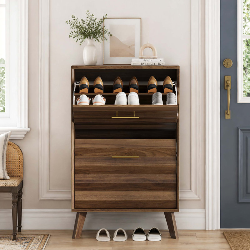 Armoire à chaussures Mid-Century, Noyer