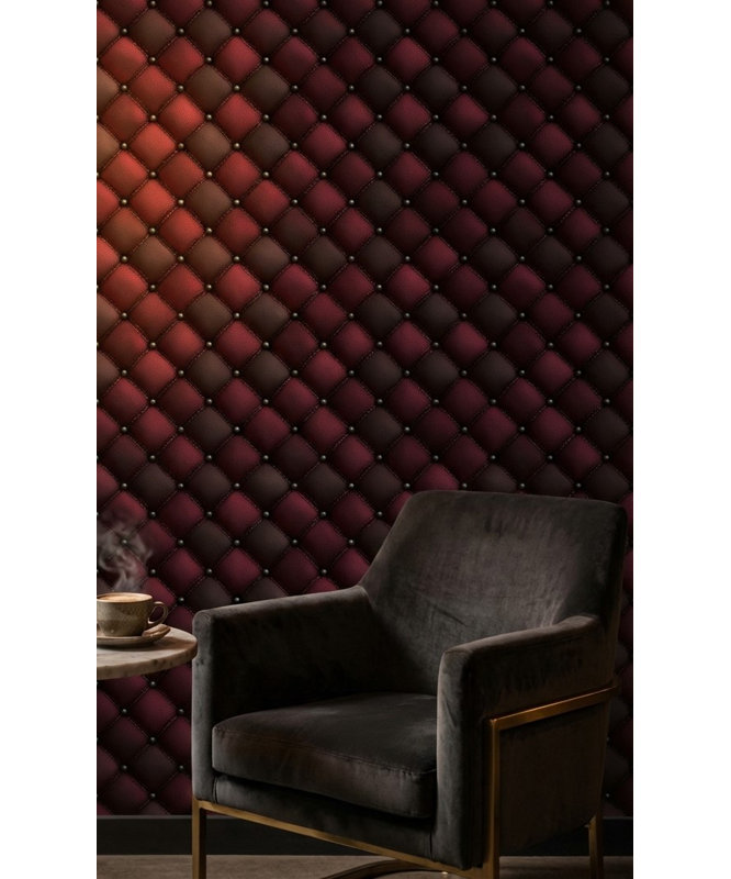 Décoration murale matelassée géométrique luxueuse amovible, Rouge