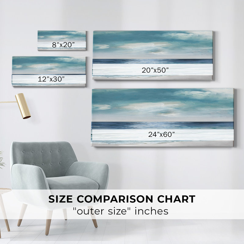 «Blue Silver Shore» sur toile, H 8 po x l 20 po x P 1,5 po