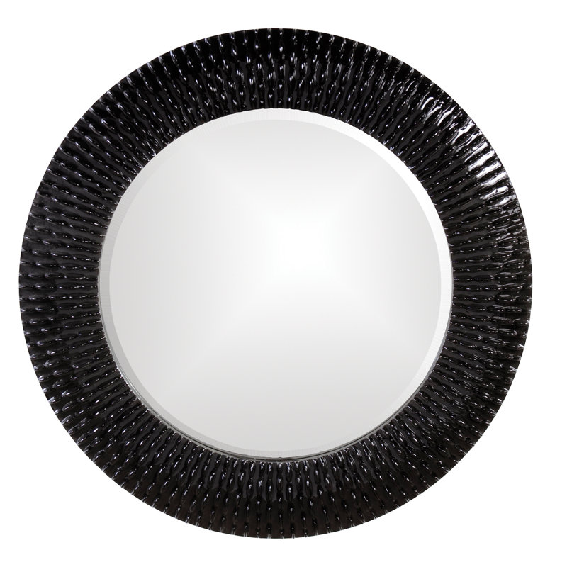 Denville Round Mirror, 32" H x 32" W, Glossy Black