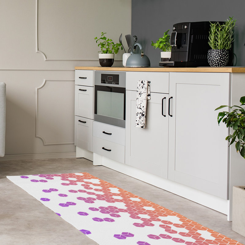 Tapis de saumon carré/mauve, Tapis de couloir 2 pi 6 po x 8 pi