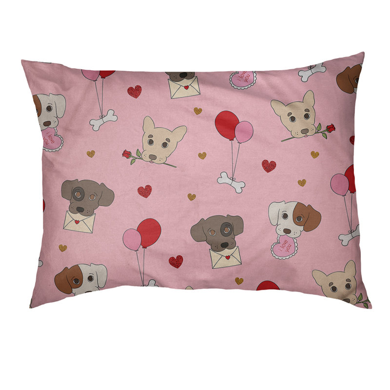 Coussin pour chien d’extérieur st day, Très grand (l 50 po x P 40 po x H 7 po), Rose / rouge / beige