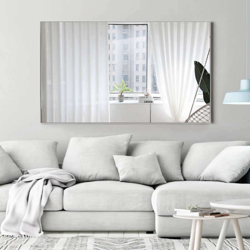 Talma Wood Flat Mirror, Light Gray, 59" H x 36" W