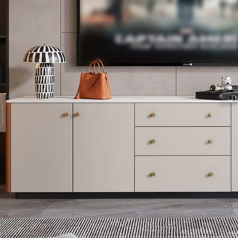 Meuble télé haut de gamme léger et luxueux, Orange / gris clair, 86.61"