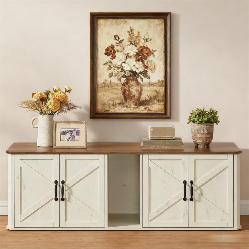 Cat Litter Box, Honey Brown/Rustic White