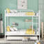 Full Over Full Metal Bunk Bed with Trundle, Chrome Finish, Space-Saving Design for Kids and Teens-1671570750