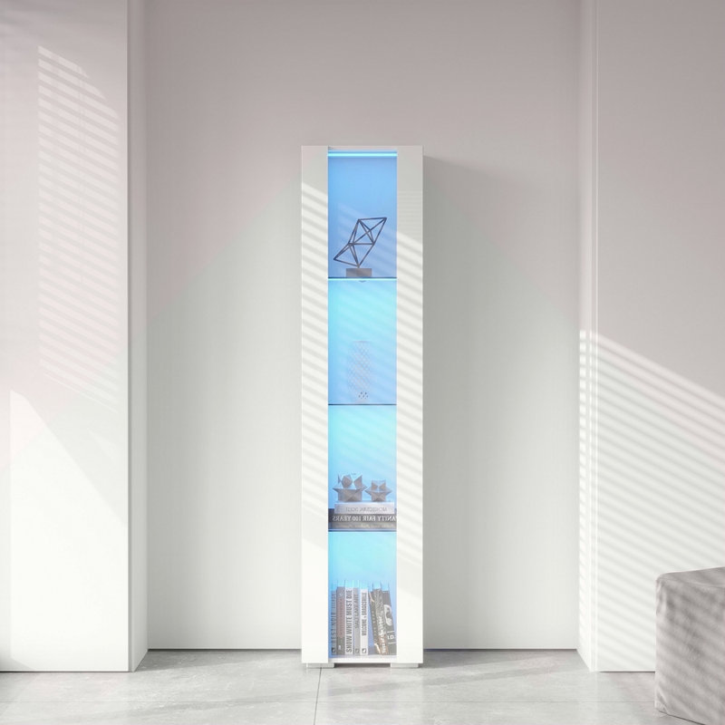 Armoire latérale avec lampe à bande en aluminium, Blanc