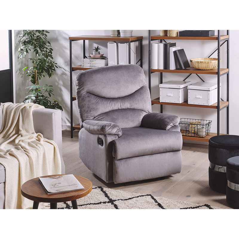 Whitford 85cm Wide Velvet Glider Standard Recliner, Grey 