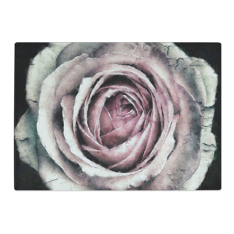 Tempered Glass a Pale Rose Painting Chopping Board, 28.5 cm x 39 cm