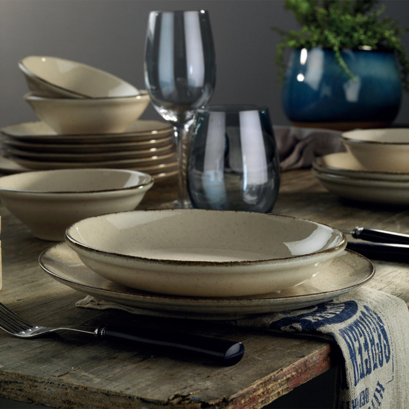 Amarye Piece Porcelain China Dinnerware Set - Service for 4, Beige