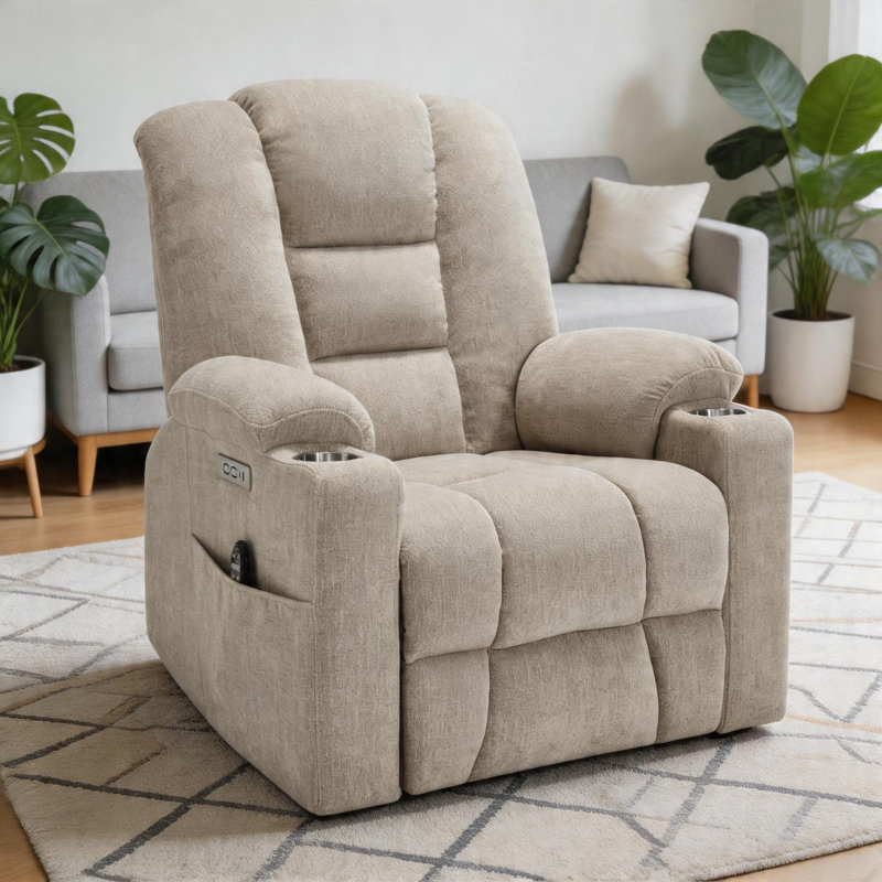 Accent chair, Beige Chenille