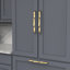 Poignée pour appareil Trellis Collection - Poignée d'armoire centrale à centrale en laiton brossé 12 po - Quincaillerie traditionnelle pour tiroirs et armoires-122610208-122610221