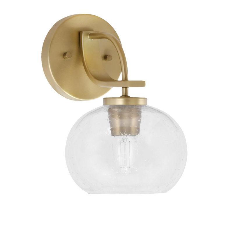Applique murale Cavella avec verre, Bulle transparente, Laiton, H 10,5 po x l 7 po x P 8,5 po