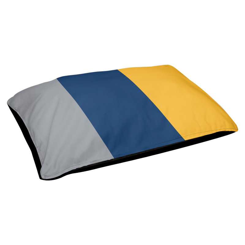 Coussin rectangulaire designer Los Angeles, Moyen (L 30 po x l 40 po), Argent / bleu marine / doré