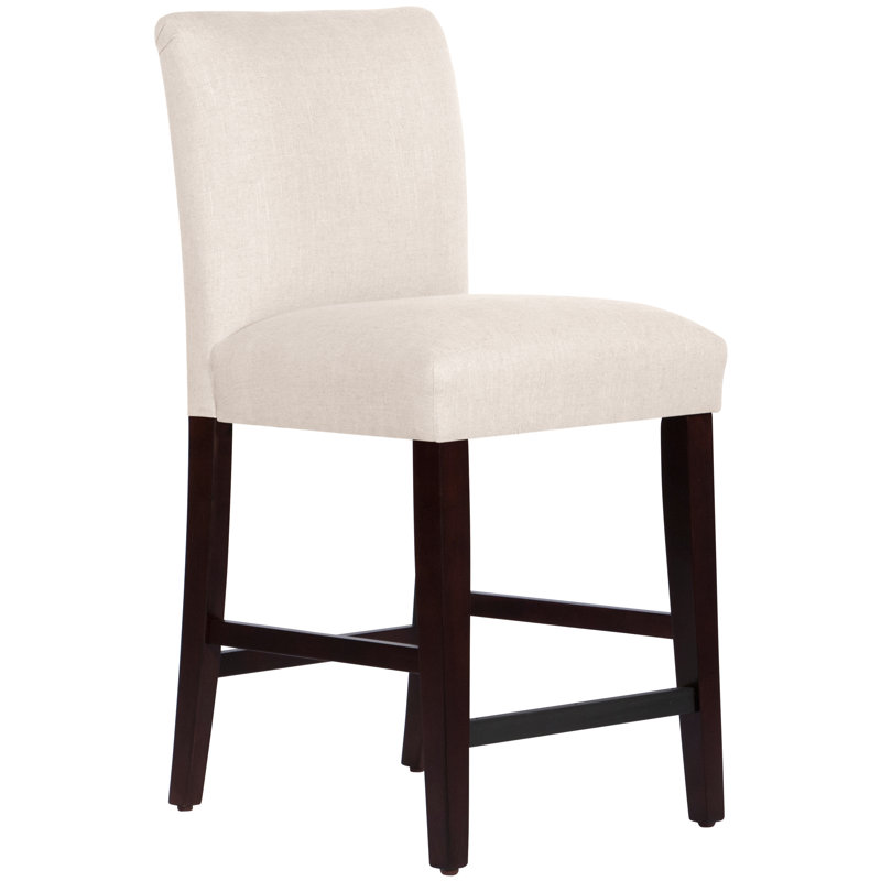 Tabouret de bar et de comptoir Hadrien, Lin classique talc, Tabouret de comptoir (siège d'une hauteur de 26 p, Espresso