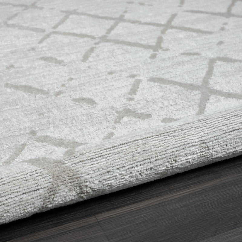 Hamdaan Geometric Performance Cream/Gray Area Rug, Rectangle 7'9" x 9'9"
