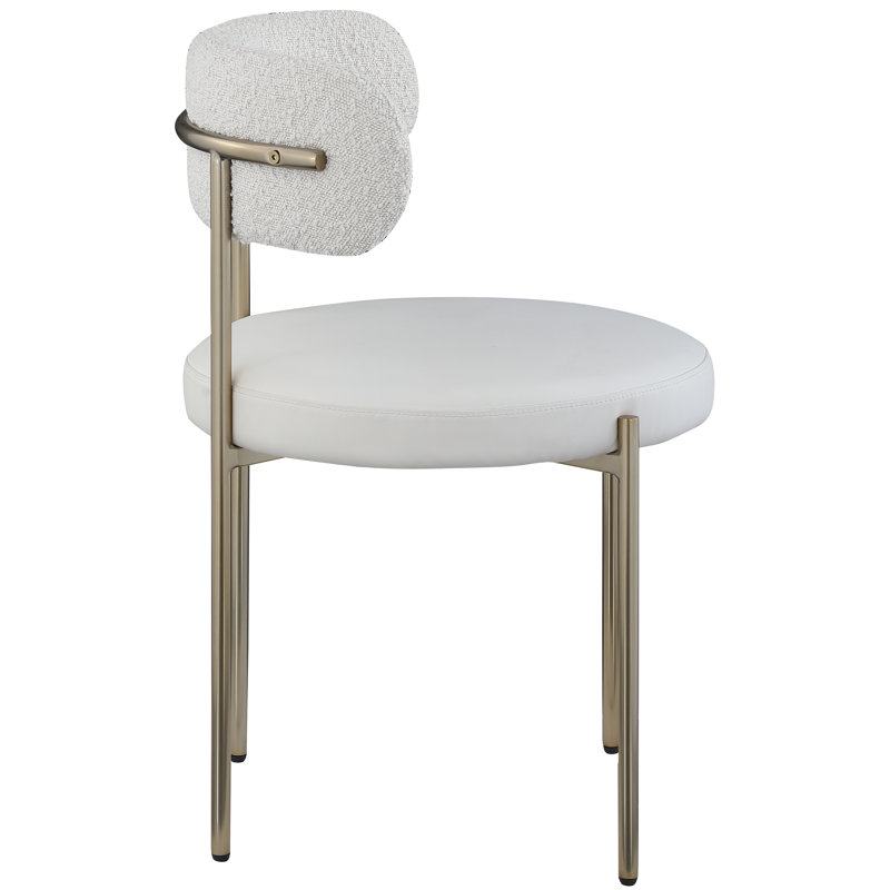 Beacon Contemporary Cream Faux Leather Dining Chair with Brass Legs