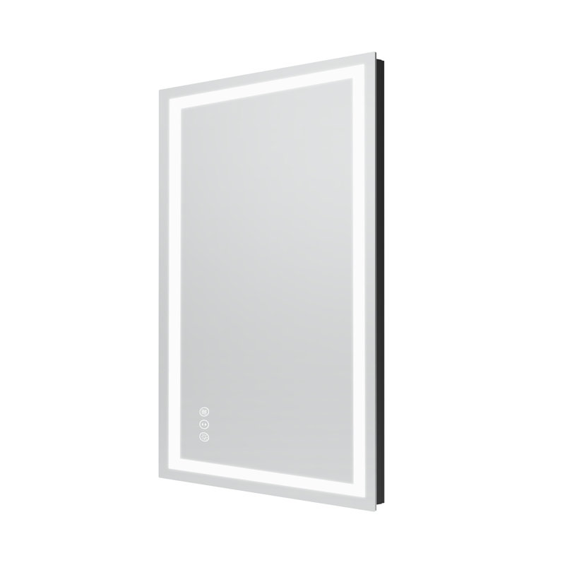 Miroir de salle de bain en verre trempé anti-buée à DEL certifié UL, 32 po x 24 po 