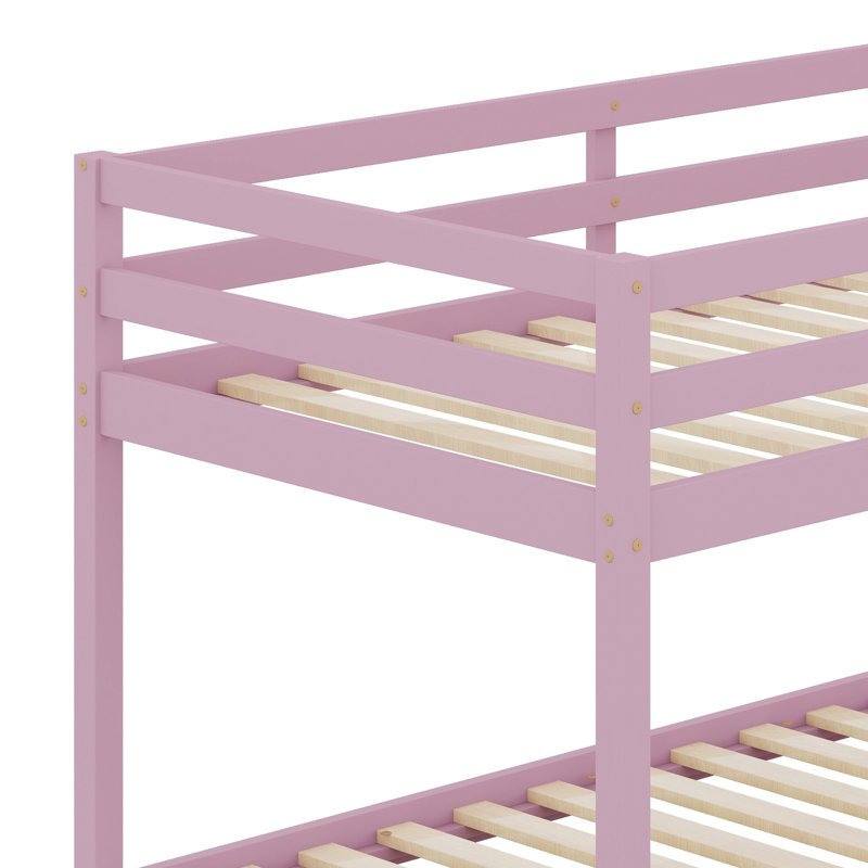 Lit superposé en bois massif avec échelle, Rose