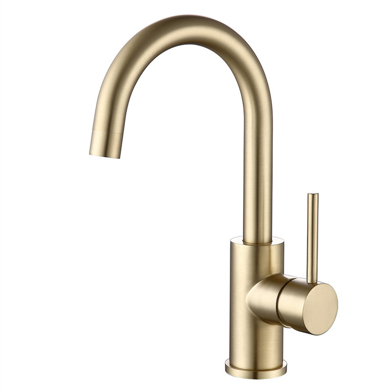 Robinets de bar à un trou, mini-robinets d'évier de cuisine or brossé, robinets de lavabo de bar modernes en acier inoxydable à poignée simple, robinets mélangeurs simples