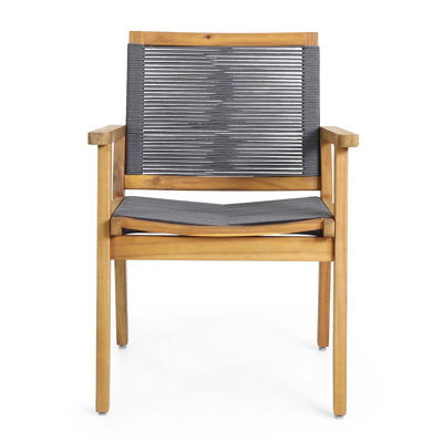 Outdoor Dining Chairs Set of 2 with Natural Courtyard Style and Premium Rope Weave