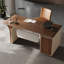 Bureau rectangulaire en bois manufacturé brun noisette + blanc avec 1 tiroir-328098185-328098199