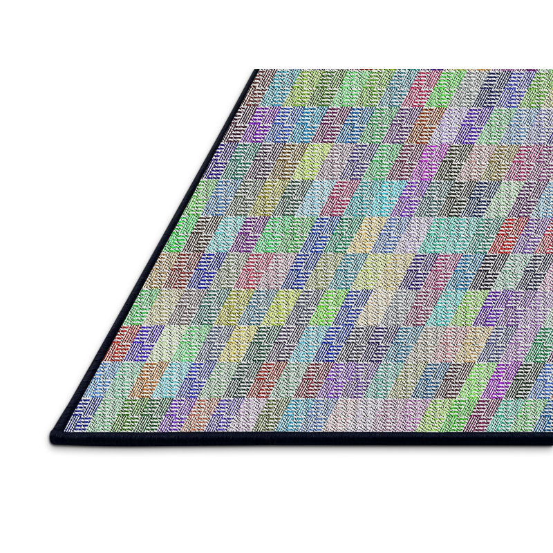 Tapis décoratif géométrique vert Saladino, Rectangle 2 pi x 4 pi