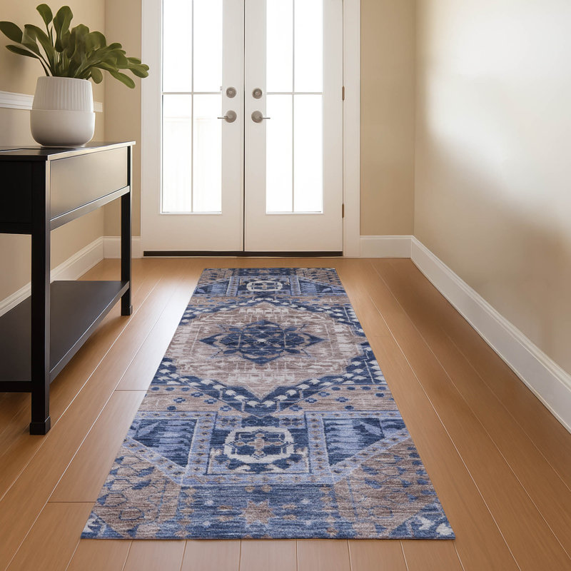 Premium Machine Washable Mayfield AMF1924 Diamond Rug, Runner 2'3" x 7'6"