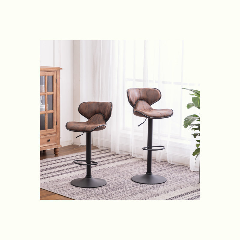 Ensemble de 2 tabourets de bar Upholstery Airlift, Polyester brun