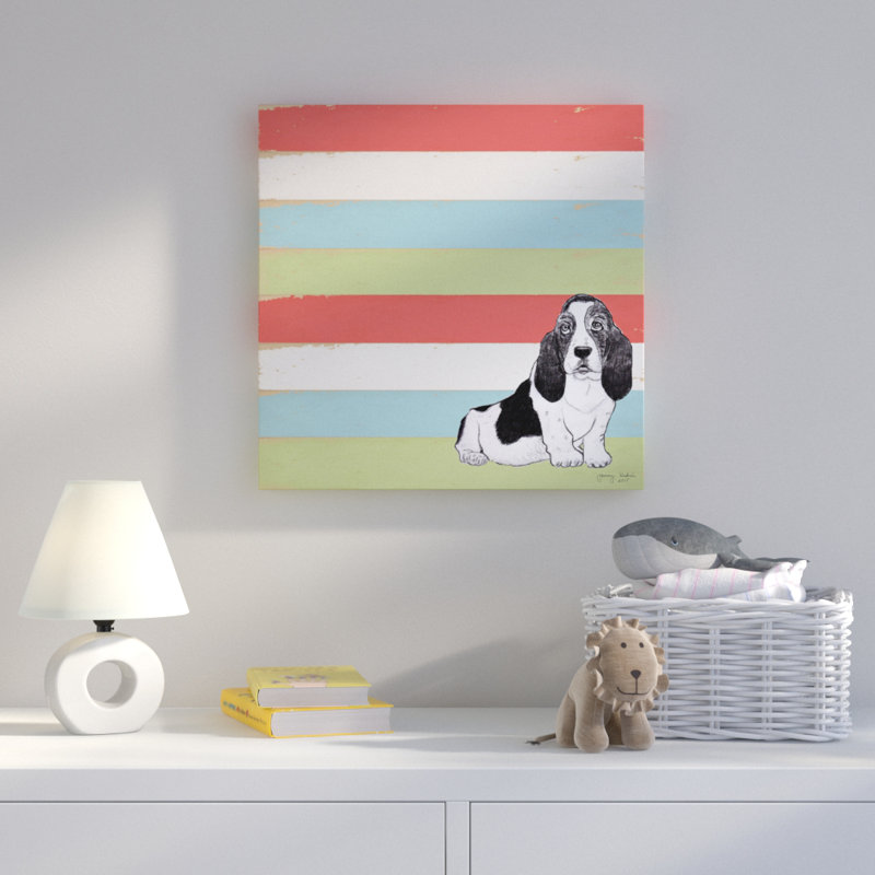 « basset hound iii », art sur toile, H 14 po x l 14 po