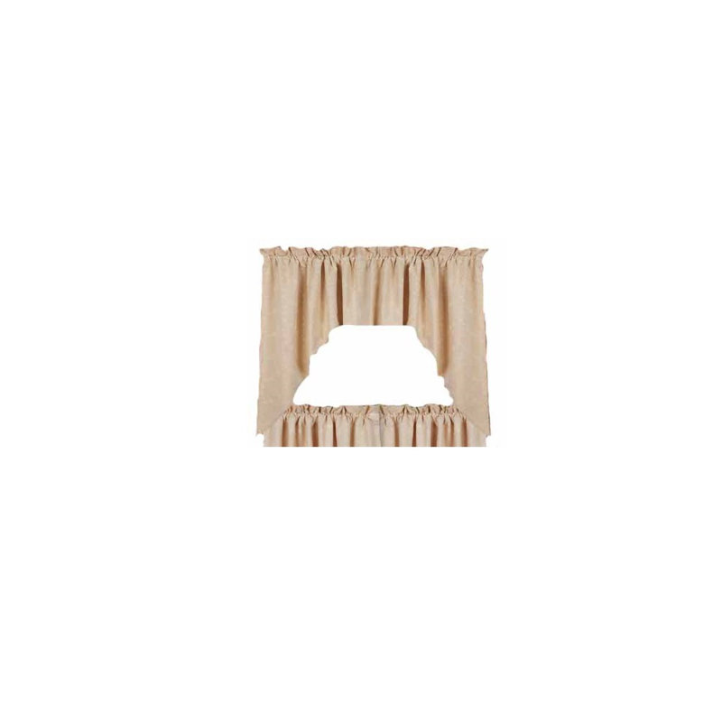 Cream Cotton Light Filtering Swag Curtains with Rod Pocket