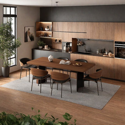 Walnut wood grain pendant craft dining table set