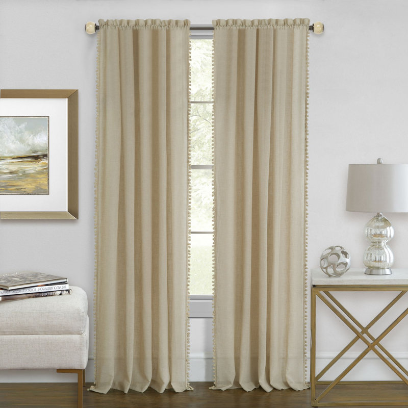 Annetta Semi Sheer Curtain Single Panel, 52" W x 84" L, Beige