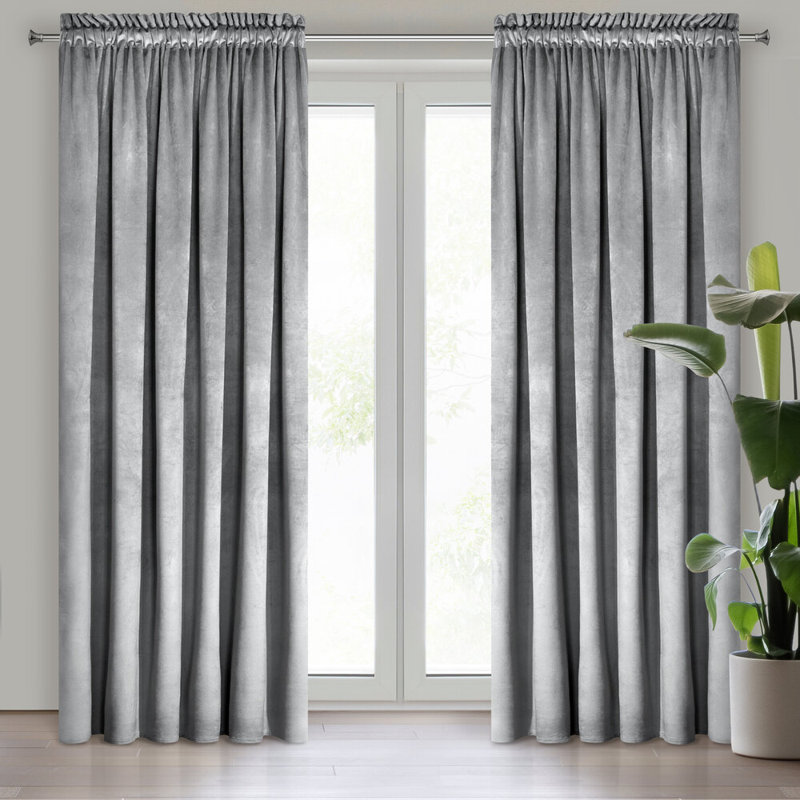 Melanie Polyester Blackout Eyelet Curtain Panel, Grey/Brown/Blue