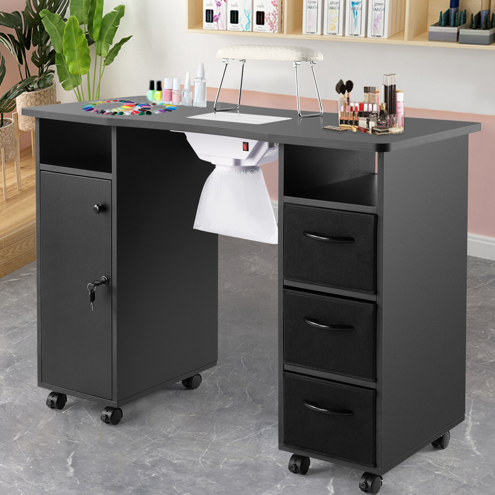 LEIBOU Professional 36 Inch Portable Foldable Technician Manicure Table,  Black, 1 Piece - Kroger