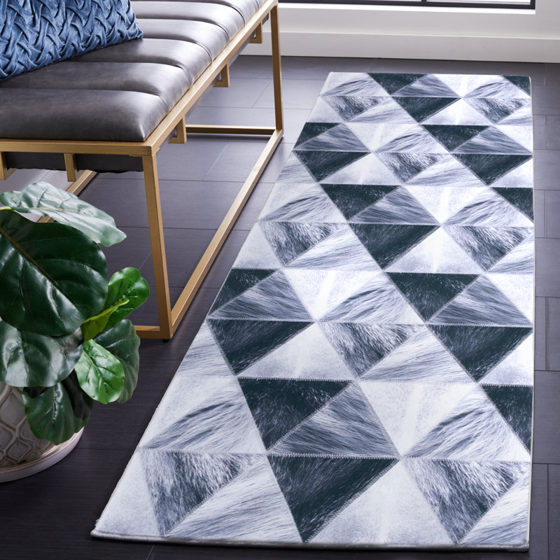 Faux Hide Performance Machine Washable Geometric Rug, Runner 2'6" x 8'