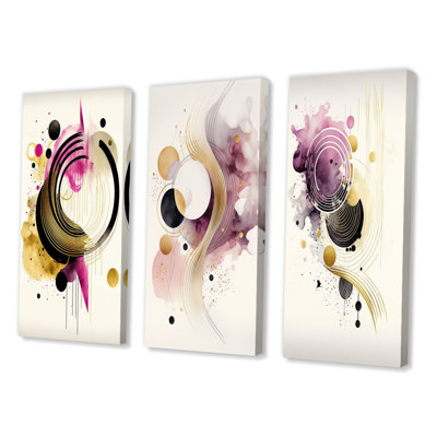 «Colorful Circular Abstract», 3 pièces sur toile