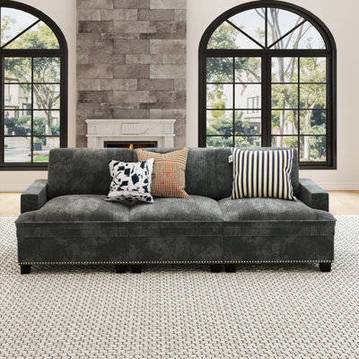 3-Piece Modern Elegant Corduroy Modular Sectional Sofa, Cloud Couch With Distinctive Nailhead Trim