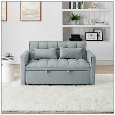 Versatile Foldable Sofa Bed with 3 Lengths, Modern Velvet Pull-Out Design, and Adjustable Backrest for Comfort