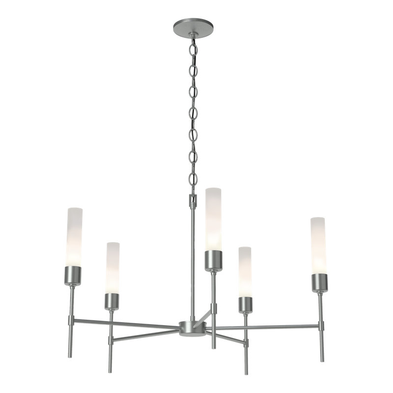 Vela 5 - Light Sputnik Sphere Chandelier, Clear Glass with Frost, Vintage Platinum