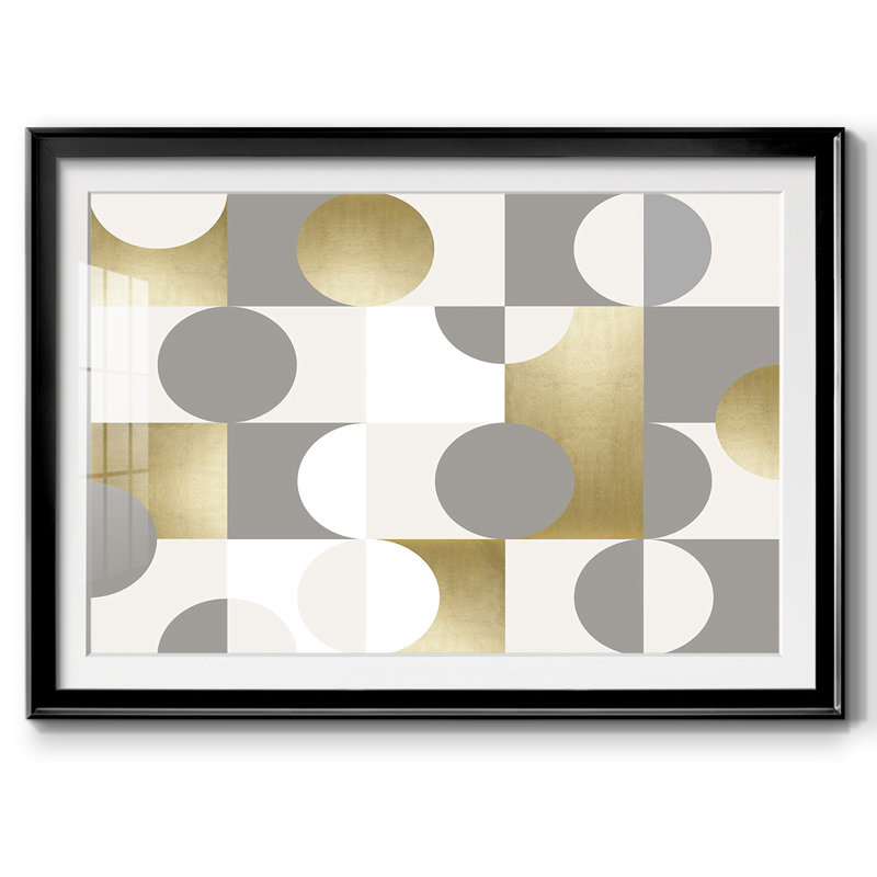Modern Gold Reflections-FramedFramed Print W Beveled Matt and Glass, Noir, H 19 po x l 27 po x P 1,5 po