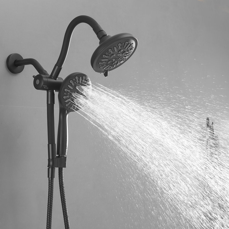 Single-Handle 8-Spray Dual Shower Faucet Set Trim Kit 1.8 GPM With Filtered Handheld Shower Head, Matte Black